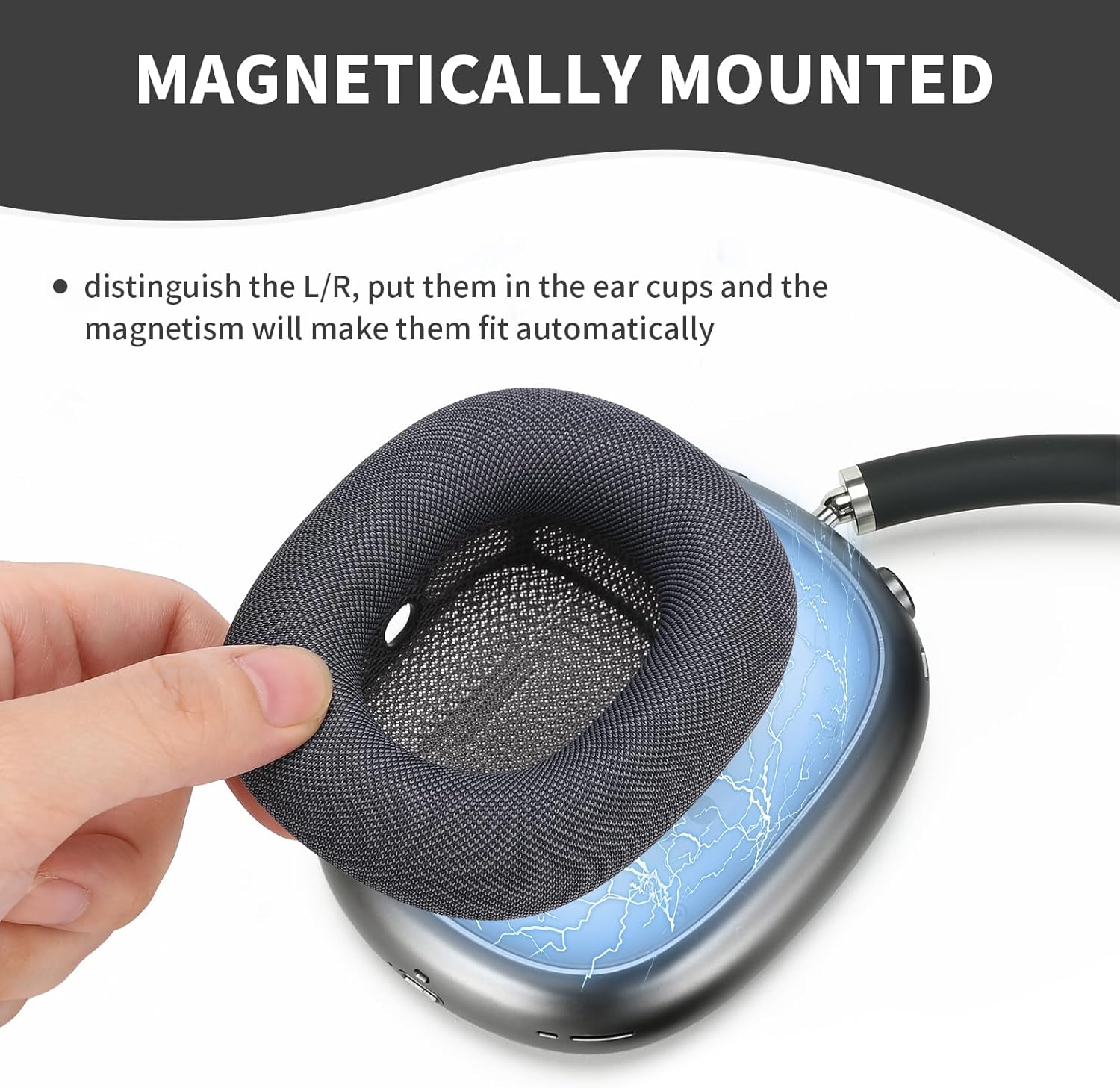 Damex earpads for airpods max Ear Cushions,Compatible with airpods max Ear Pads(2024 Version),Noise Cancelling, Breathable,Magnetic mounting, not Falling Off (Midnight) - Image 4