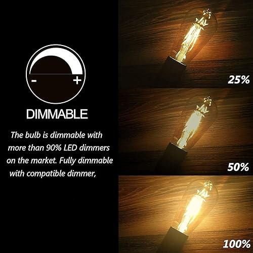 Miniatura 3 de ASOKO Paquete de 4 bombillas LED regulables Edison equivalentes a 40 W, bombilla vintage equivalente a 2200 K-2400 K, blanco cálido (vidrio ámbar),