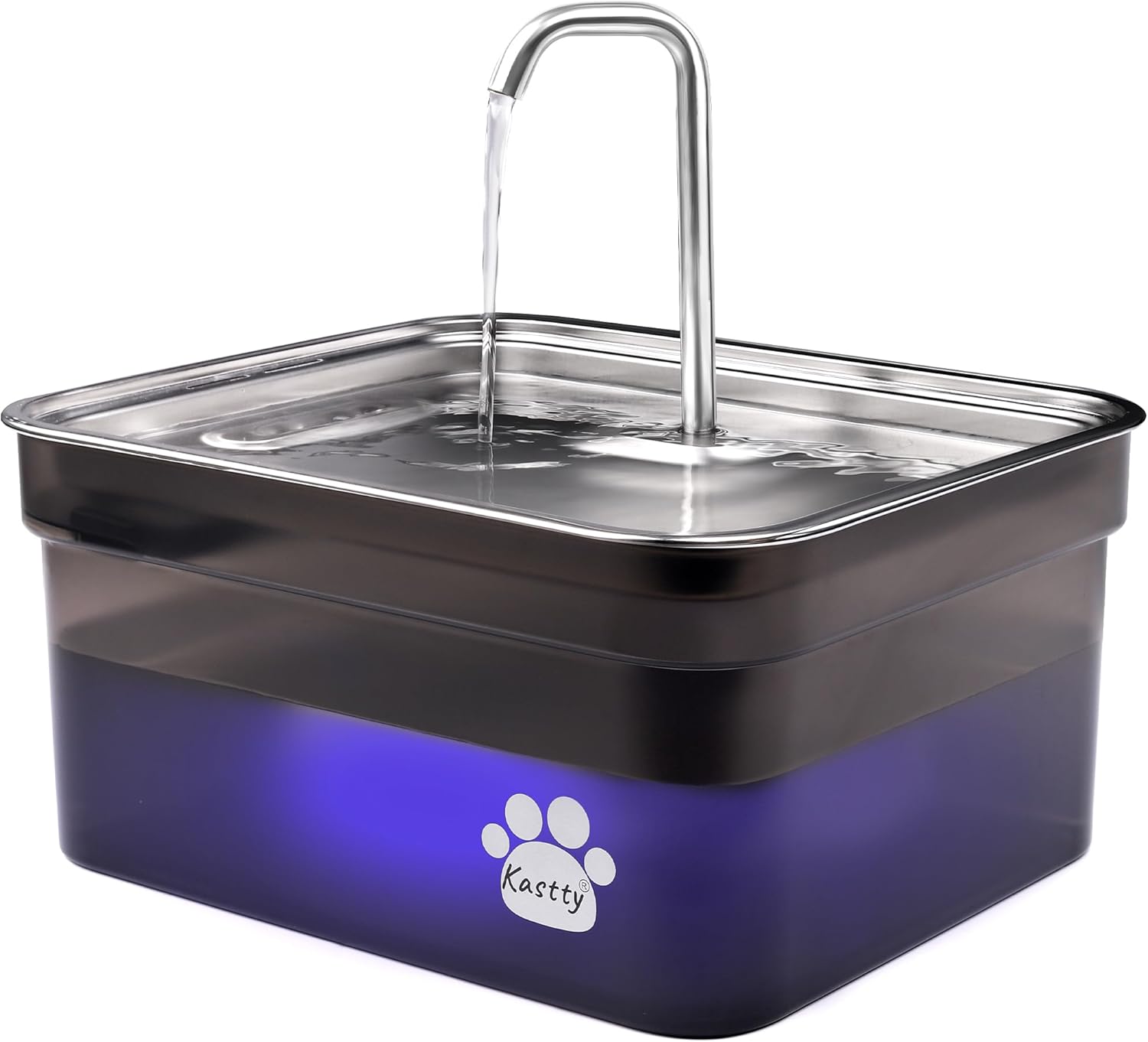 Kastty Dog Water Fountain for Large Dogs, 2.8Gal/10.5L Stainless Steel Cat Water Fountain, Super Quiet Smart Pet Water Fountain Automatic Dog Water Bowl Dispenser with LED Pump, Easy to Assemble Clean