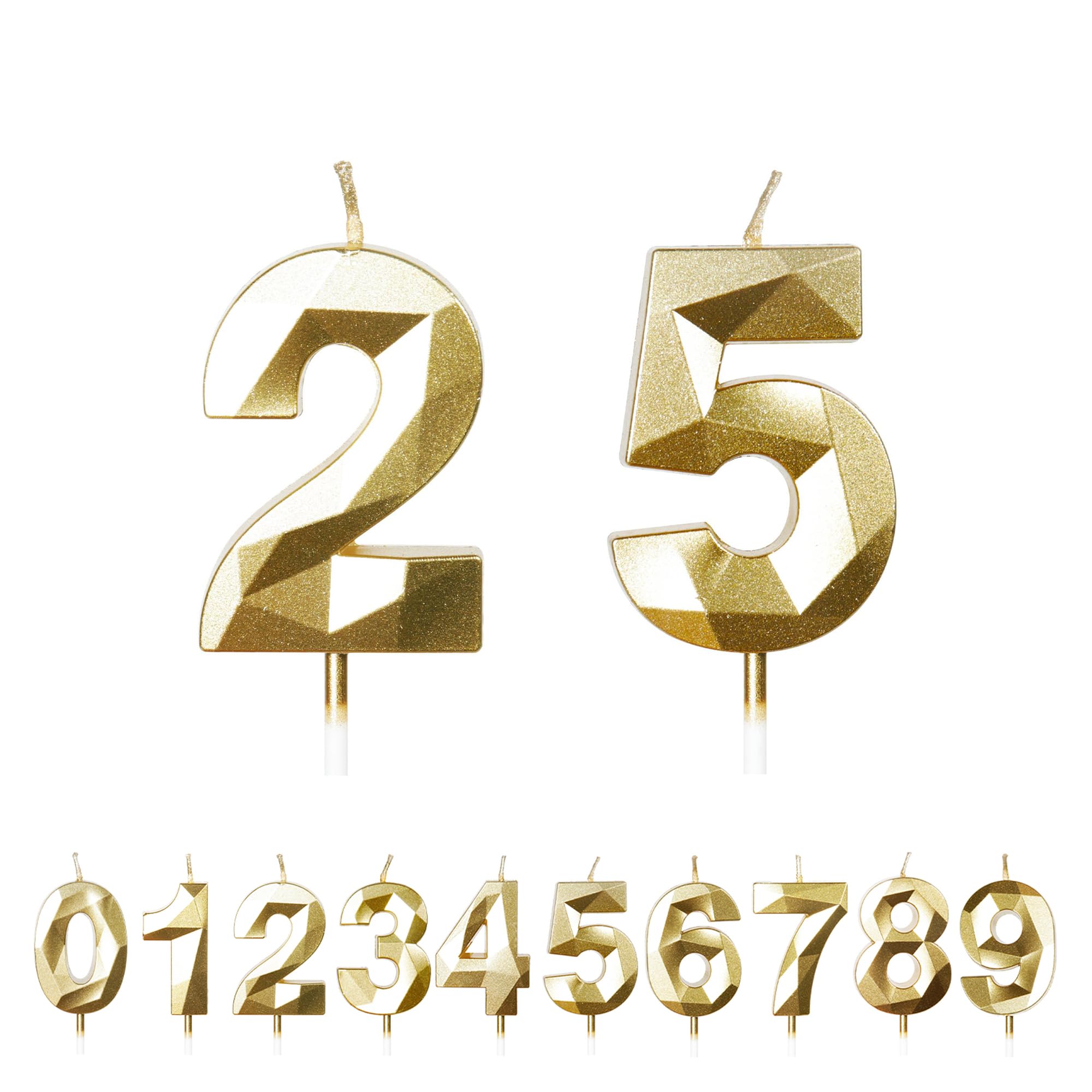 Fuzvol Gold Birthday Cake Candles, Number 25 Candle,Cake Topper Decorations