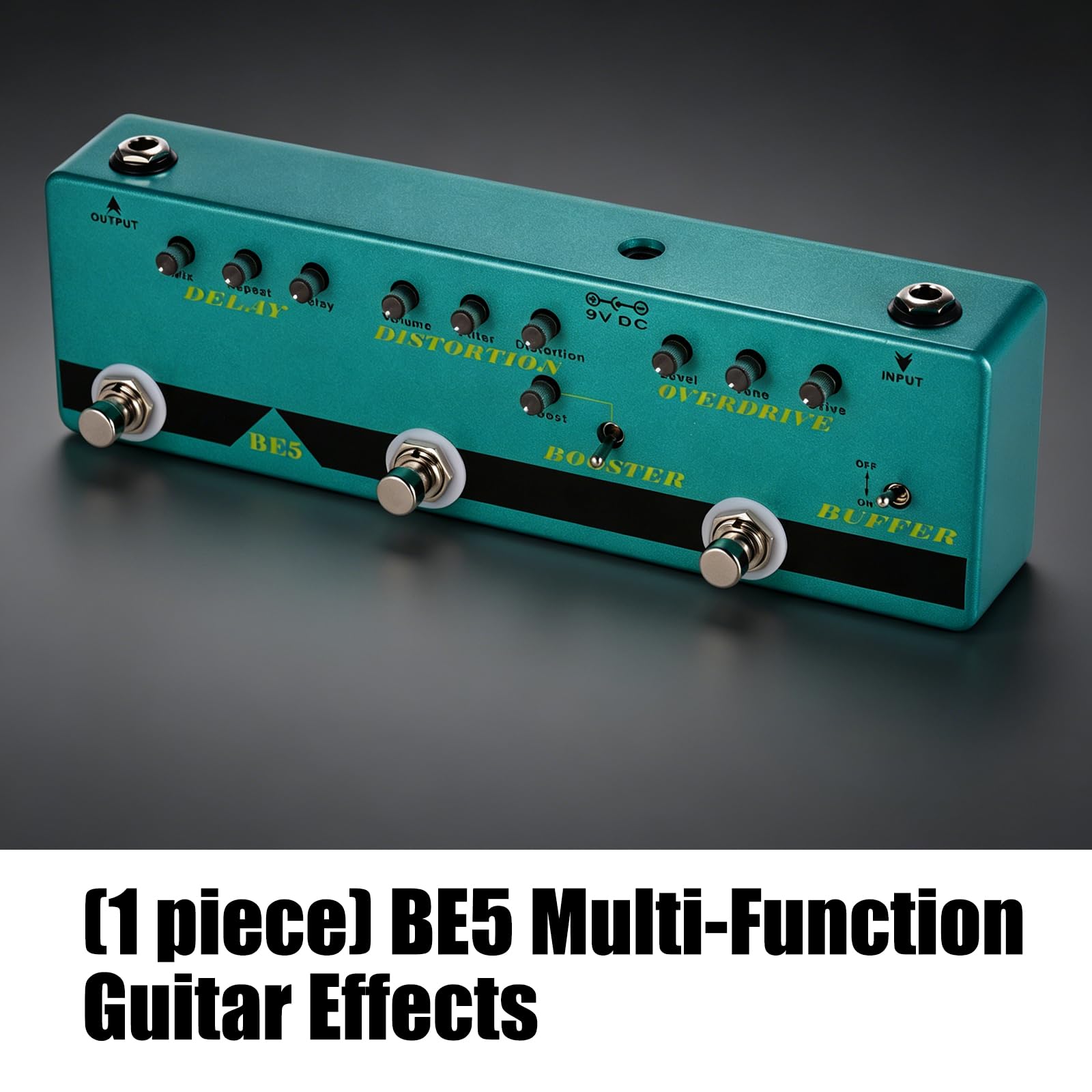 efektów gitarowych 9 V z opóźnionym przesterowaniem zniekształceń, kompaktowy 5 w 1 analogowy Stompbox z True Bypass do gitary basowej, True Bypass, do prób basowych