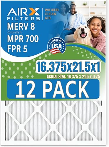 Miniatura 53 de Filtro de aire de 16 x 22 x 1 con clasificación MERV 8, paquete de 12 filtros de horno comparables a MPR 700 y FPR 5, fabricado en Estados Unidos