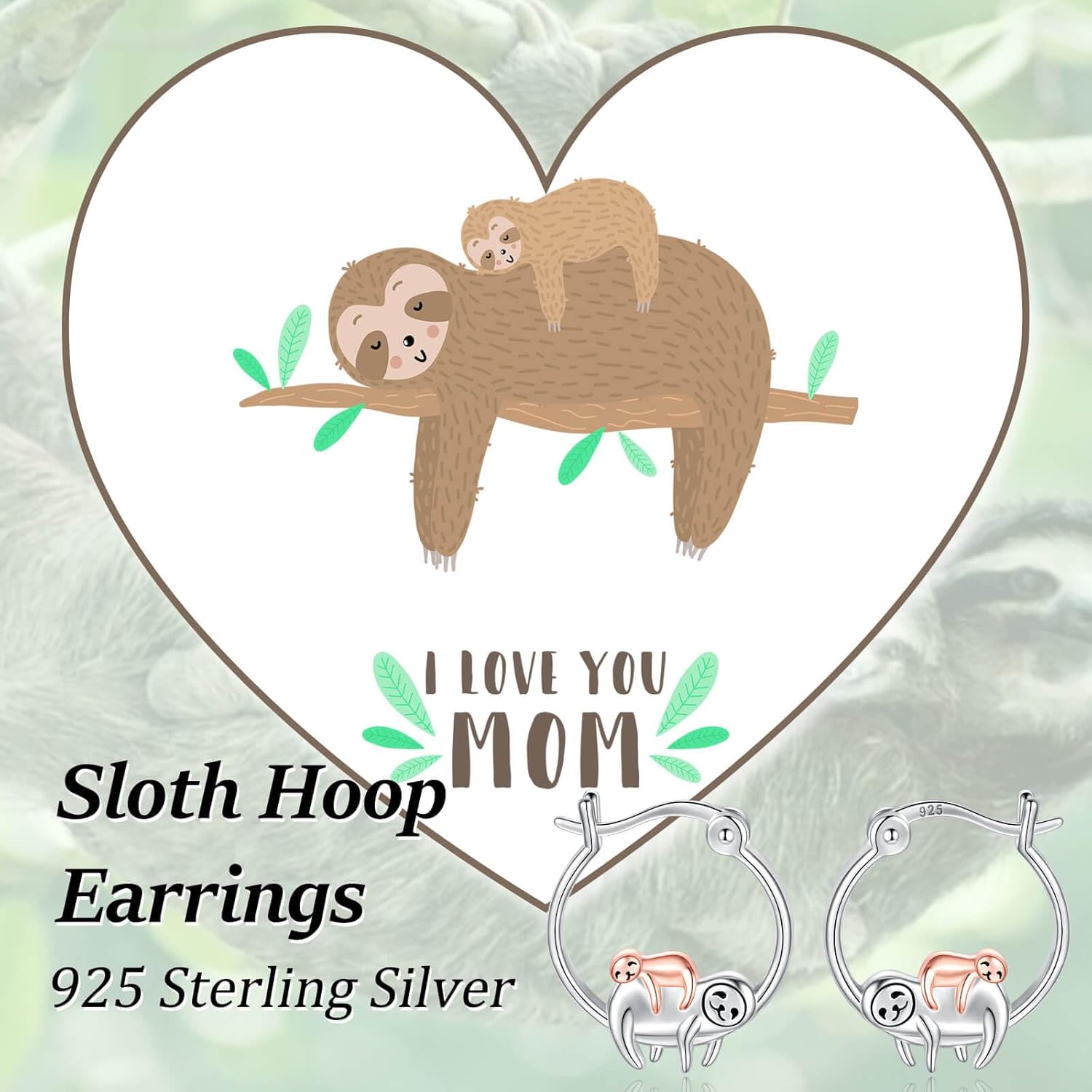 Dainty Sloth Huggie Hoop Earrings 925 Sterling Silver for Young Ones-Hypoallergenic Animal Jewelry Gifts for Women Sensitive Ears