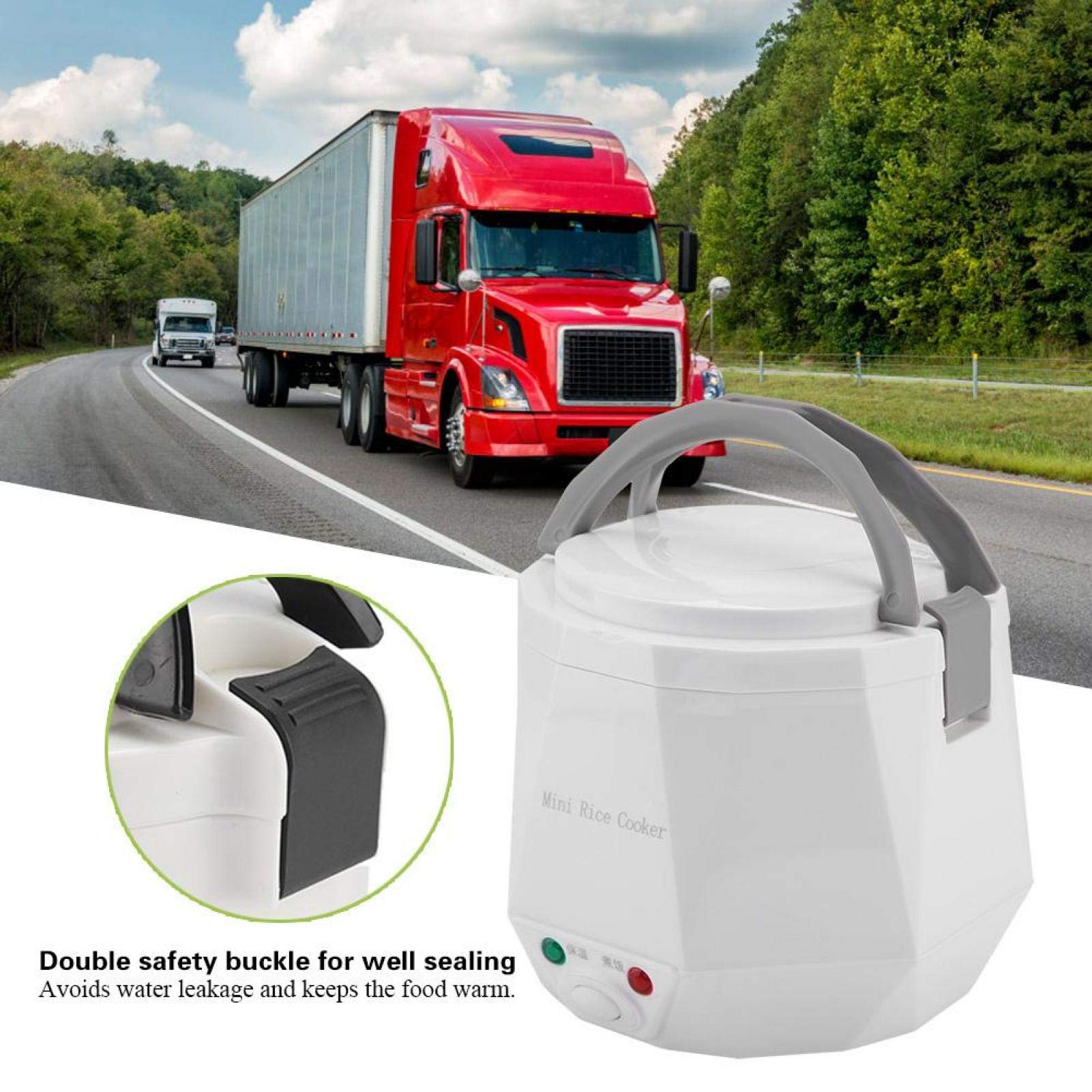 1.3L Fornelli per Riso per Camion Scatola Pranzo Riscaldata Scatola Da Pranzo Elettrica 24V Per Autisti Riscaldare Piatti (White)