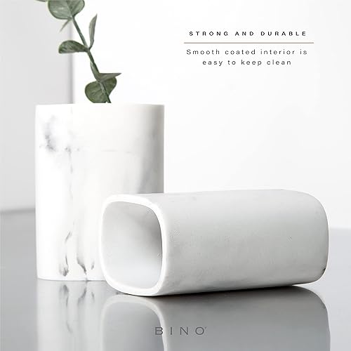 Miniatura 4 de BINO  Juego de accesorios de baño de 3 piezas  Elegante dispensador de jabón  Soporte para cepillo de dientes y vaso para decoración de baño