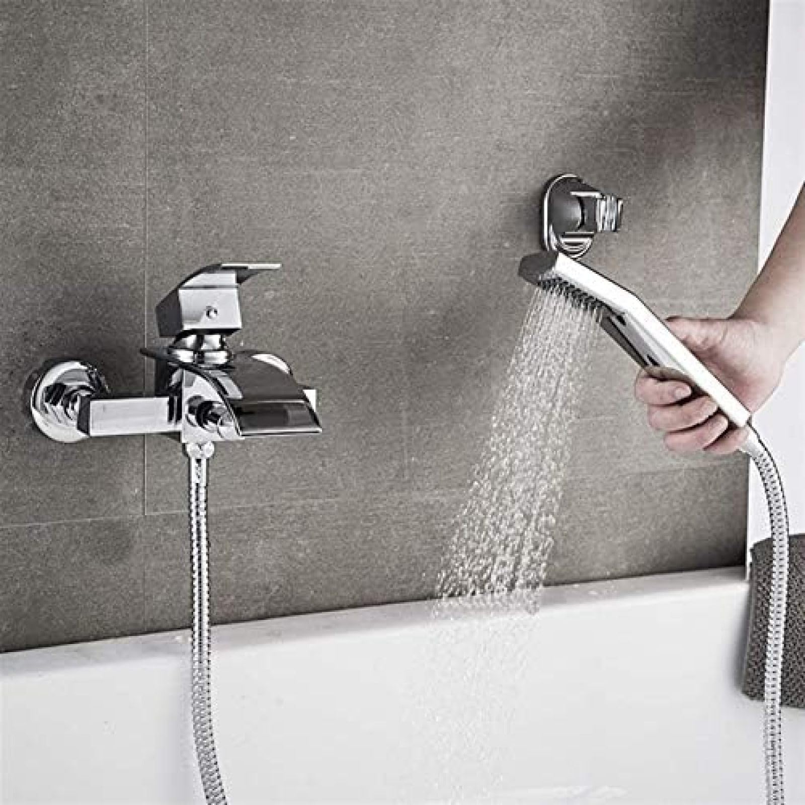 GLJTUO Shower system, Bathtub Shower Set Wall Mounted Waterfall Bath Faucet,Bathroom Cold And Hot Mixer Taps Brass Chrome Sink Tap