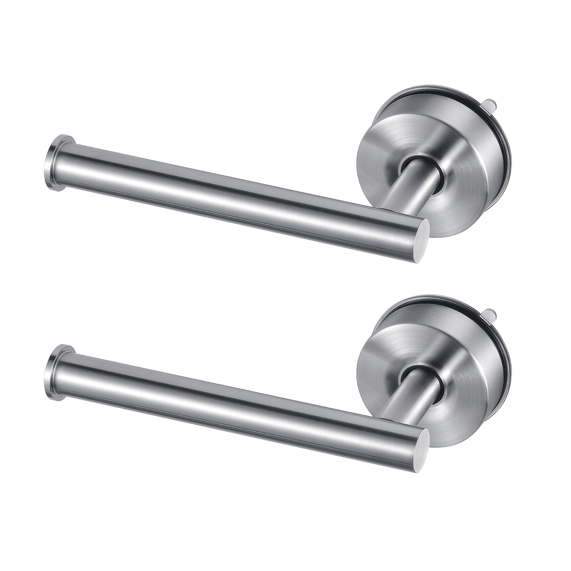 YOHOM Suction Cup Toilet Paper Holder No Drill Bathroom Tissue Holder with Strong Suction Removable Wall Mount Stainless Steel Paper Roll Holder for Kitchen Bath,Brushed Finish, 2 PCS