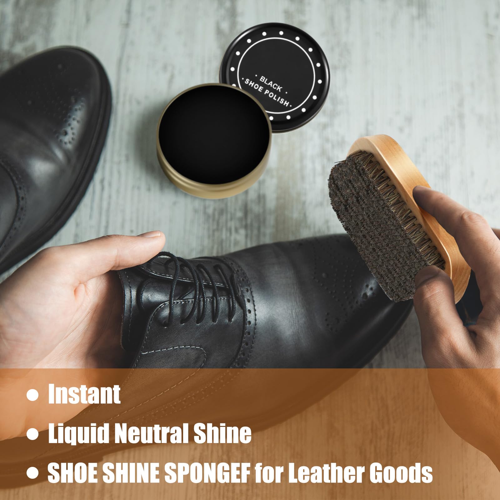 Loopeer Kit completo de esmalte de zapatos, kit completo de limpieza de zapatos, kit de cuidado de brillo para zapatos, caja de cepillo para botas para hombres y mujeres, color negro, Negro y