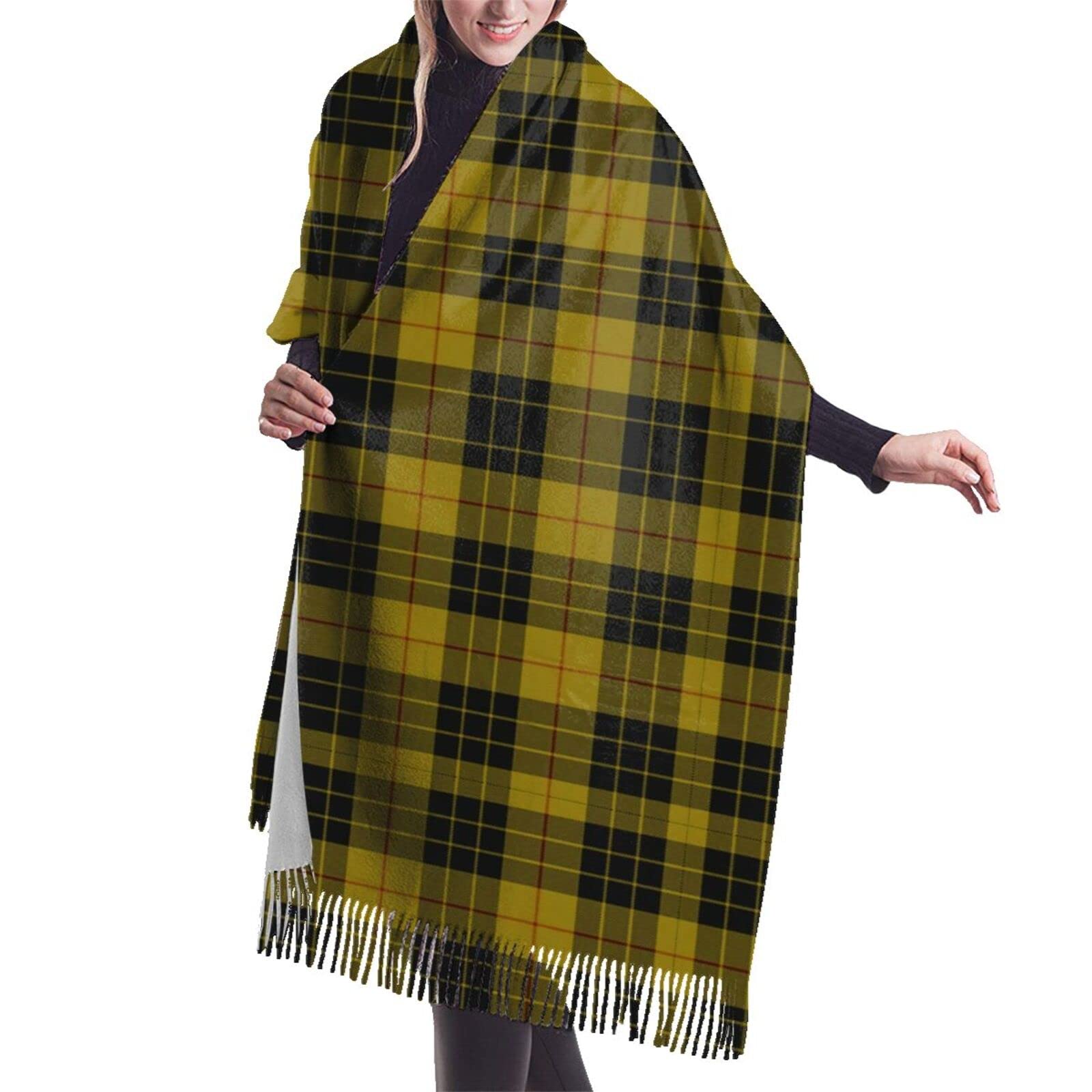 GQWJKSZ Macleod&mcleod Clan Tartan Women'S Long & Wide Macleod&Mcleod Clan Tartan Cashmere Feel Shawl Wrap Winter Warm Scarf 77x27inch