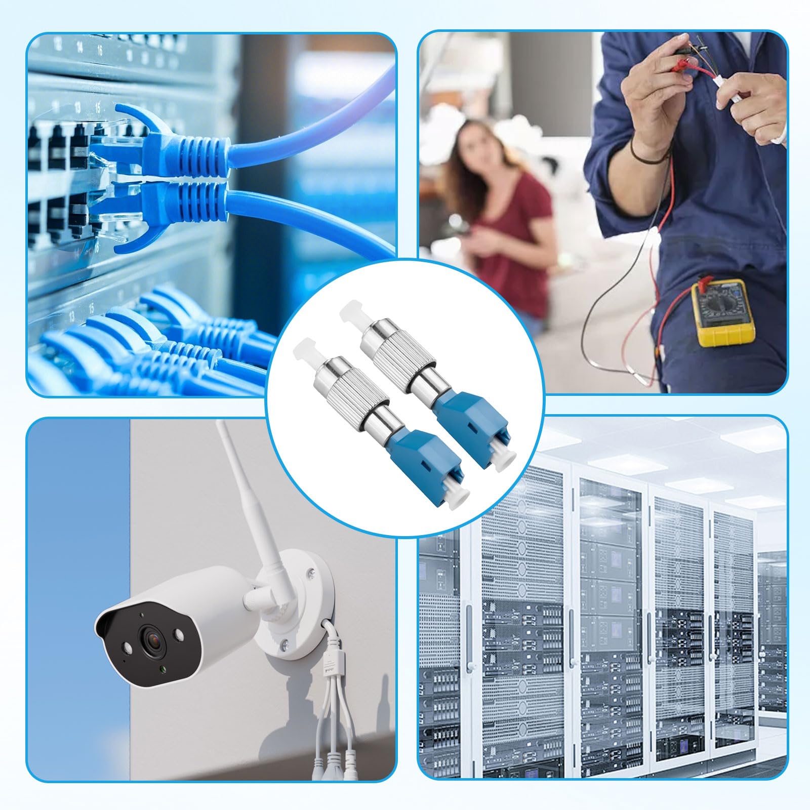 2 Piezas Adaptador Híbrido Fibra Óptica LC Hembra a FC Macho Conectores Modo Único para Medidores de Potencia Telecomunicaciones