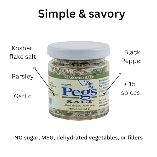Miniatura 4 de Peg's Salt (Original) 3.75 oz de sal sazonada para cada comida, condimento gourmet, sin MSG, sin azúcar ni rellenos