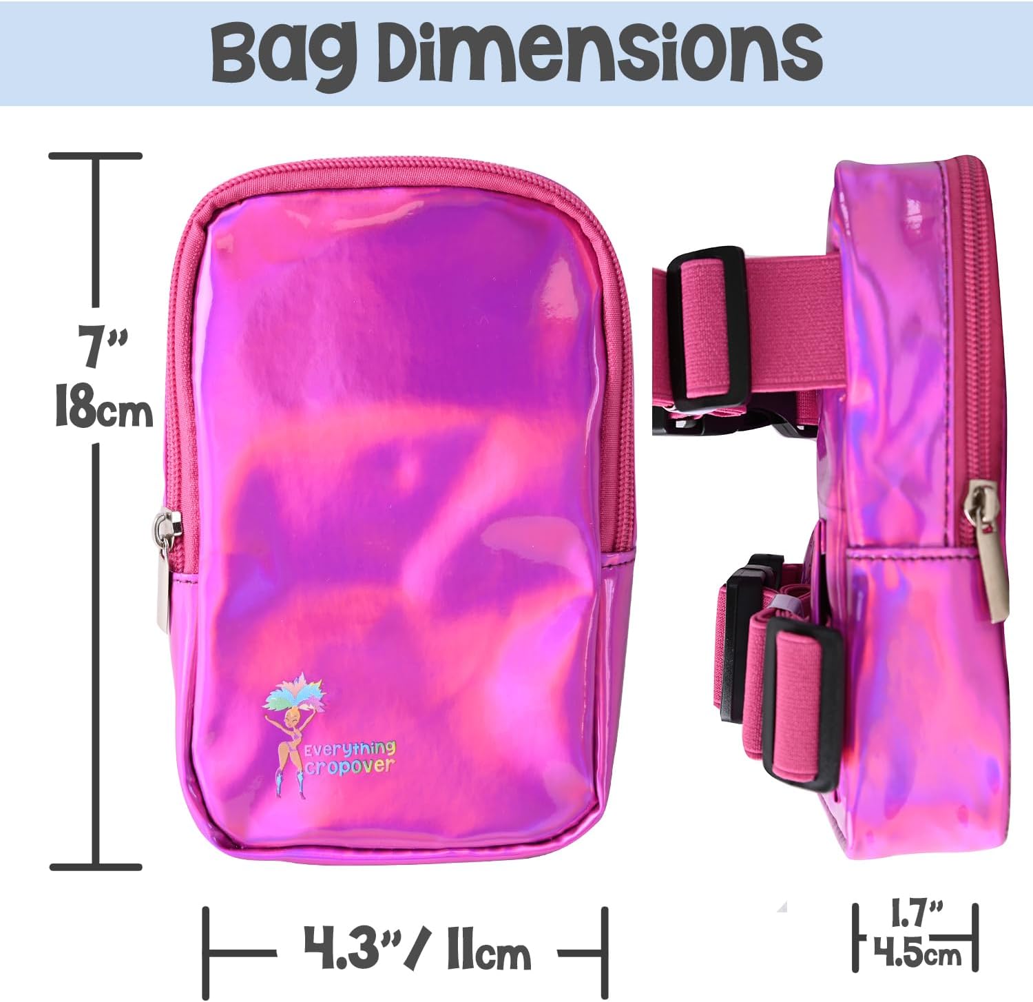 3-IN-1 Thigh Bag Fanny Pack Crossbody Bag | Carnival Leg Harness for Women | Holographic Waist Bag | Rave Leg Pack with Buckles | Pink - Image 3