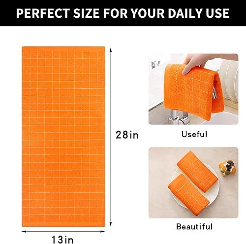 Miniatura 320 de Homaxy Toallas de cocina de rizo 100% algodón (gris oscuro, 13 x 28 pulgadas), diseño a cuadros, suaves y súper absorbentes, paquete de 6