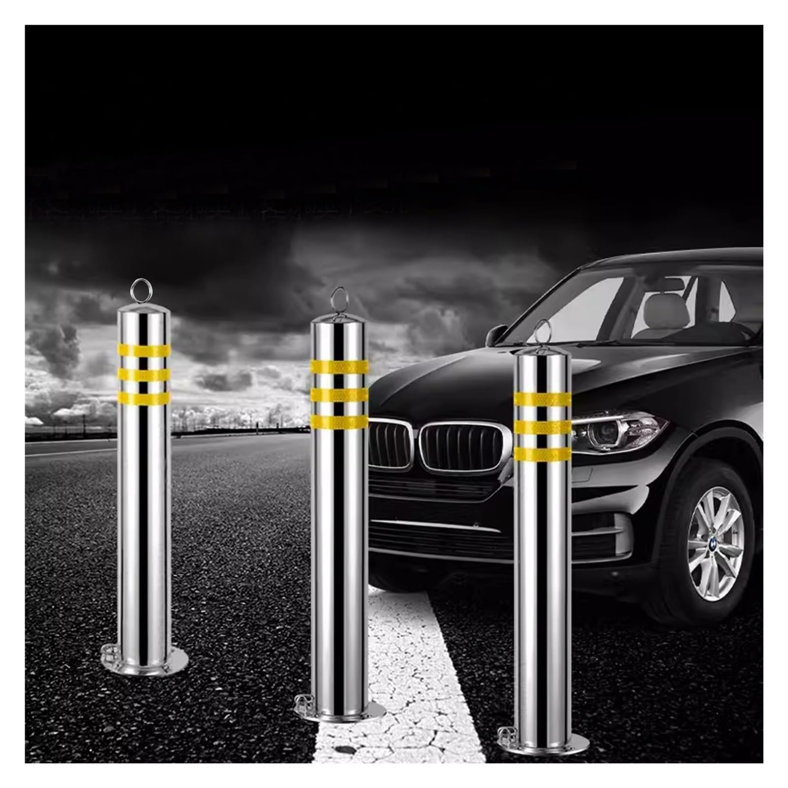 Barrière de circulation portable réfléchissante en lot de 3 poteaux pour hôtel