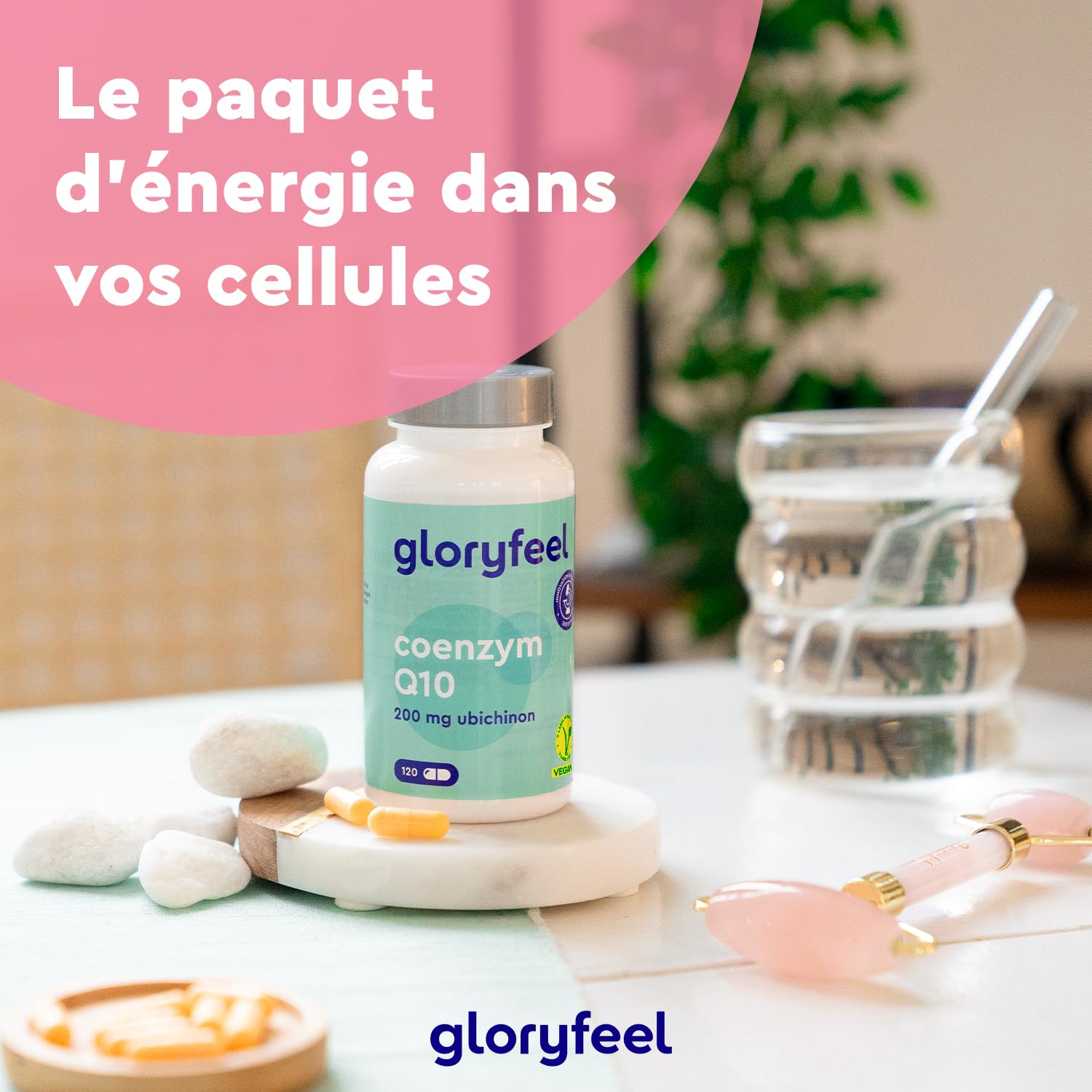 Coenzyme Q10 200mg Pure, 120 Capsules pour 4 Mois, Antioxydant Fort et Hautement Biodisponible, Contient CoQ10 Ubiquinone, 100% Végétalien et Testé en Laboratoire, Sans Arômes et Additifs Artificiels