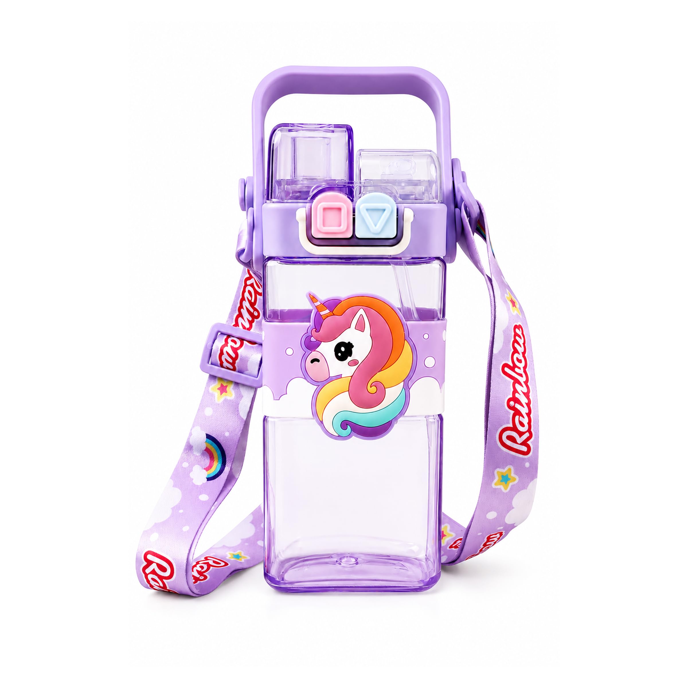 Toyshine 520ML Unicorn Theme BPA Free Water Bottle with Dual Cap