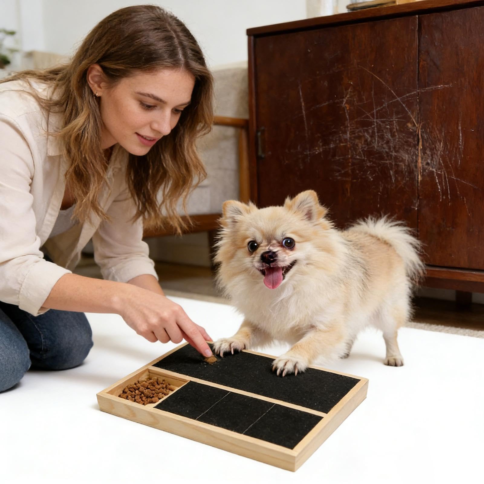 Planche à griffer pour chien Bloc de ponçage interactif avec compartiment à