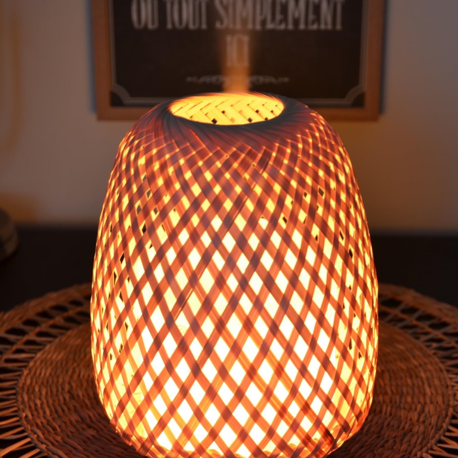 Zen'Arôme SC21-25S - Difusor de aceites Esenciales ultrasónico Olaki (hasta 40 m²) - Difusión en frío para aromaterapia, diseño Artesanal Zen de bambú Trenzado, iluminación Regulable, Madera