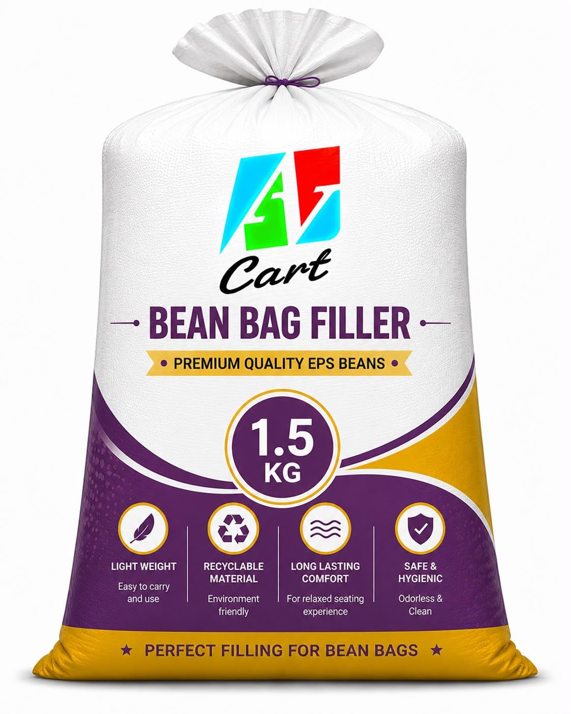 Lightweight Bean Bag Refill with White Virgin Polystyrene Beans | 1.5 Kg-image-3