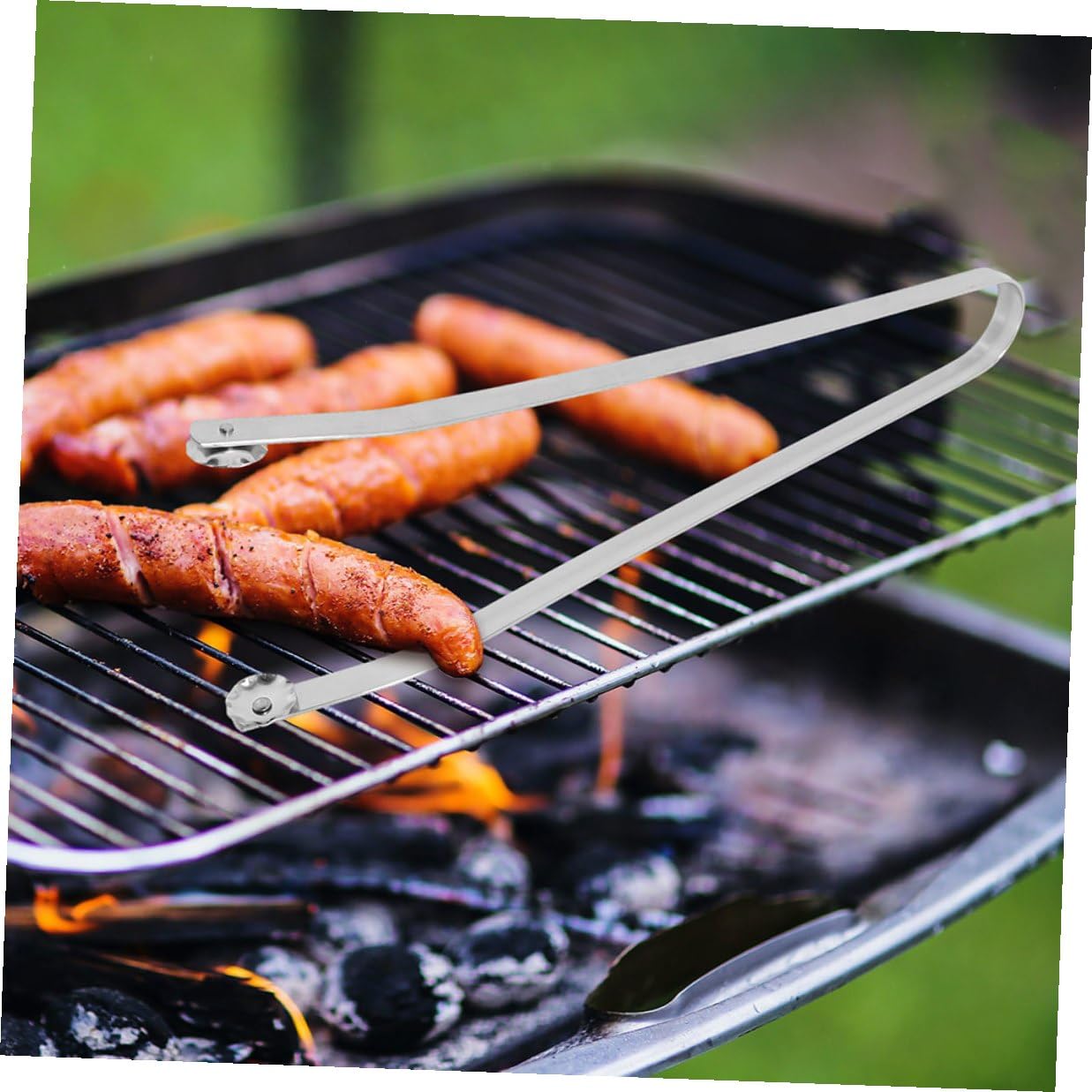 jojofuny Pinze per Barbecue in Acciaio Inox 2 Pezzi Manico e Rotante, Utensili Versatili per Carne e Verdure, per Grigliate All'aperto