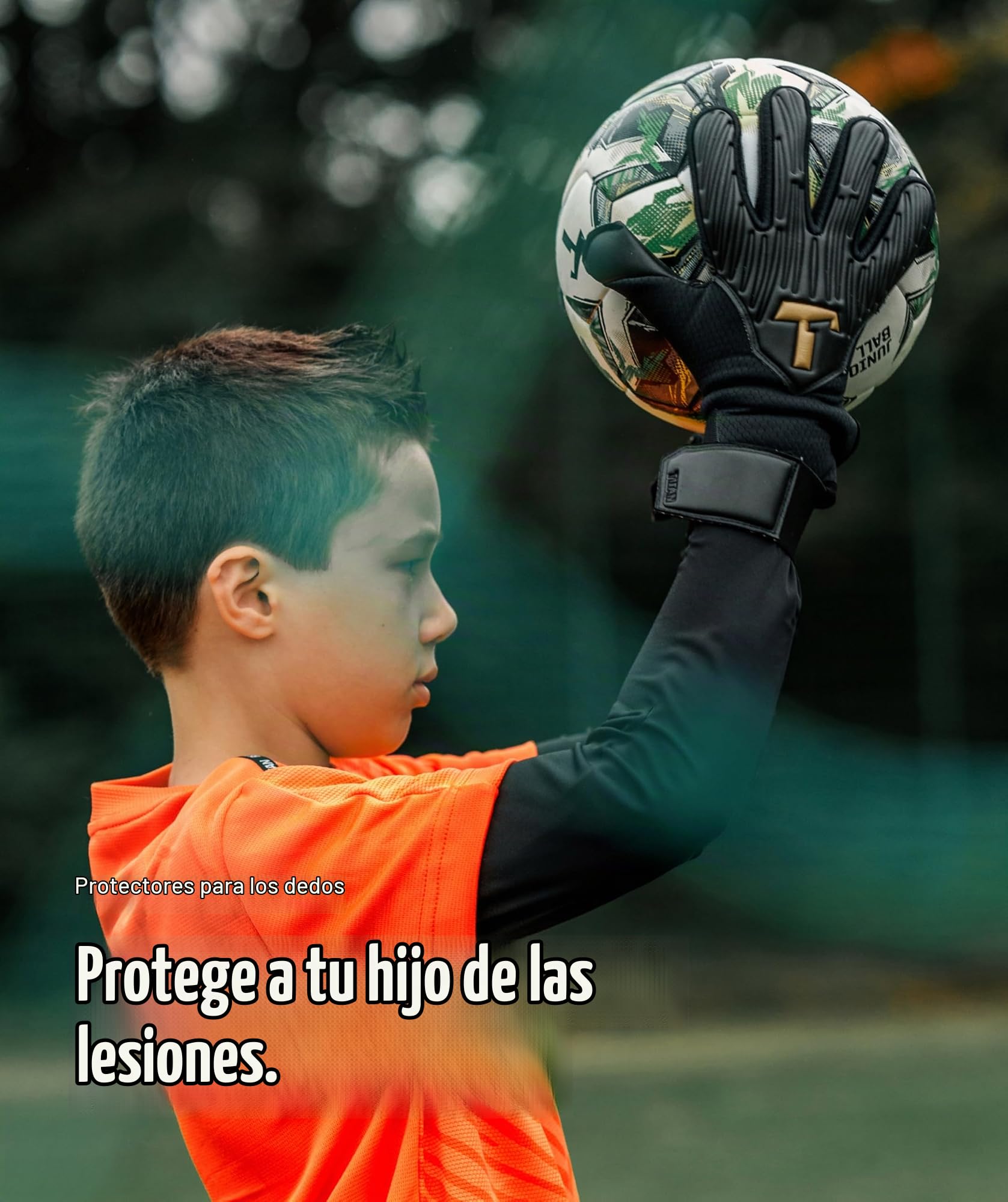 T1TAN Rebel (FP) Guantes de Portero para niños - Guantes de fútbol para porteros - con protección para los Dedos