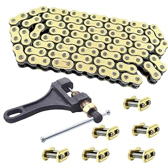 428H Chain 132 Links & Chain Breaker with 6pcs Connecting Master Link Fit for 110cc 125cc 50cc 90cc Dirt Pit Bike ATV; Heavy Duty Drive Seamless Steel Pipe Motorcycle Chain