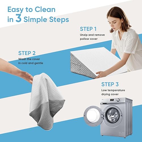 Miniatura 6 de Almohada de cuña, almohada de cuña de cama de 10 pulgadas para cabecero, almohada de cuña para alivio del reflujo ácido, después de cirugía, dormir,