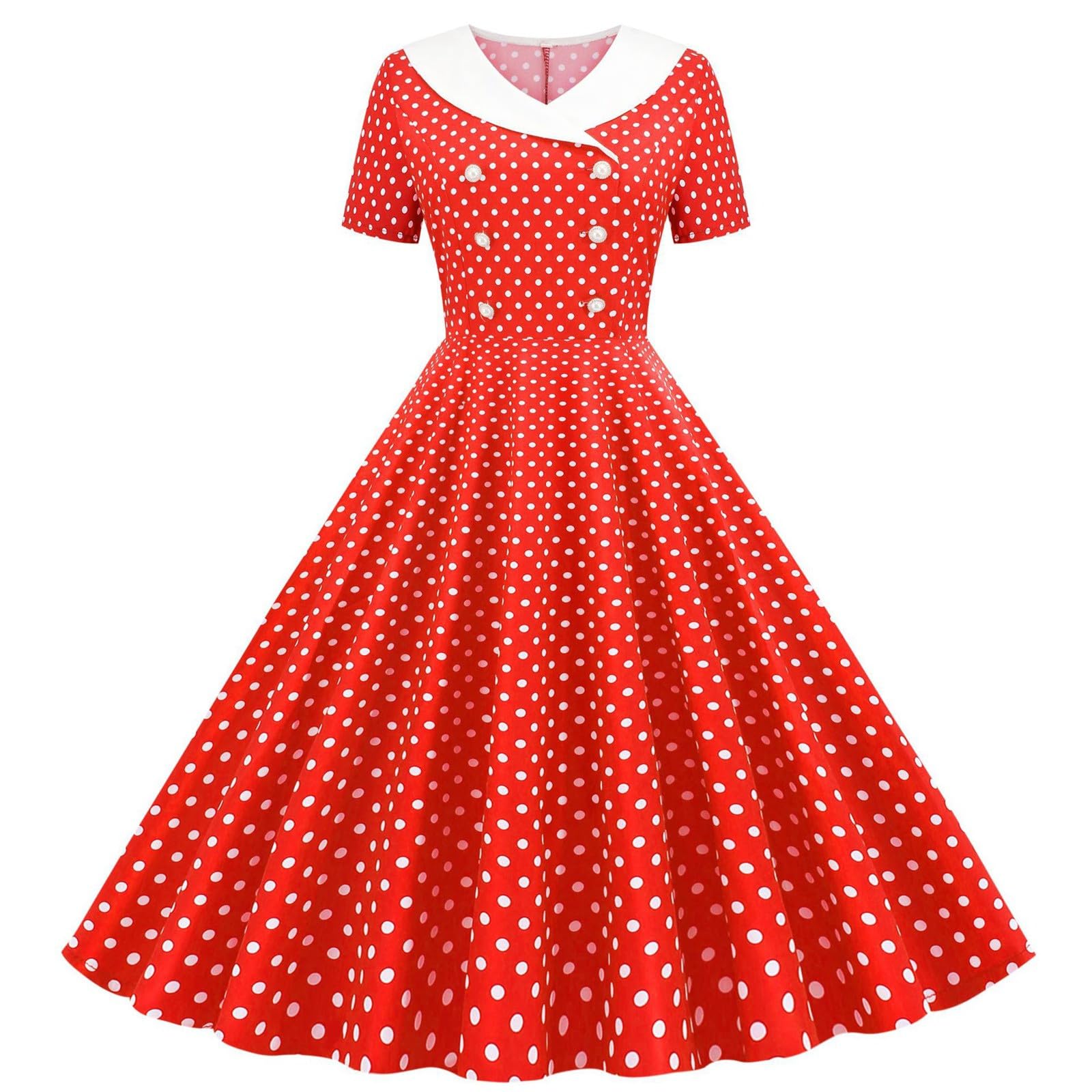 Robe vintage pour femme, col cape, manches courtes, extensible, style années 1950, couleur unie, rockabilly, col en V, manches courtes, décontractée, ligne A, robe de cocktail, robe de bal classique à