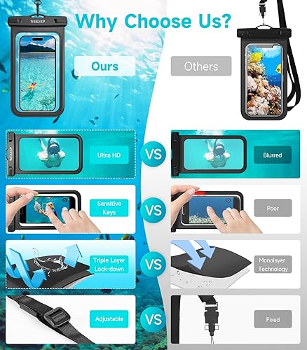 Miniatura 4 de Paquete de 2 fundas universales impermeables para teléfono de hasta 8.3 pulgadas, IPX8, funda seca para teléfono celular compatible con iPhone 14,