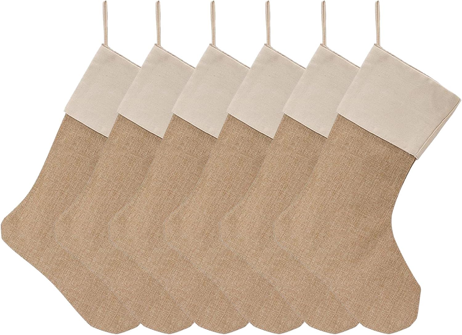 KOMIWOO 6 PCS Burlap Christmas Stockings Set 18-Inch for Christmas Decorations or DIY Craft