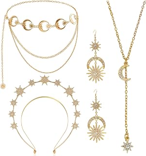 Star Headband Celestial Stars Halo Crown with Earrings for Women Wedding Goddess Costume Accessories