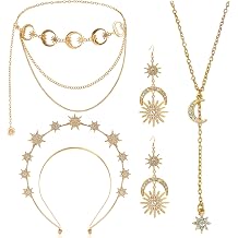 Zivyes Star Headband Celestial Stars Halo Crown with Earrings for Women Wedding Goddess Costume Accessories