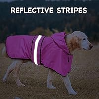 Vista 4 de Chaqueta impermeable para perros - Chaqueta de lluvia reflectante para perros con capucha, ligera, para mascotas, para perros (Grande, Rosa)