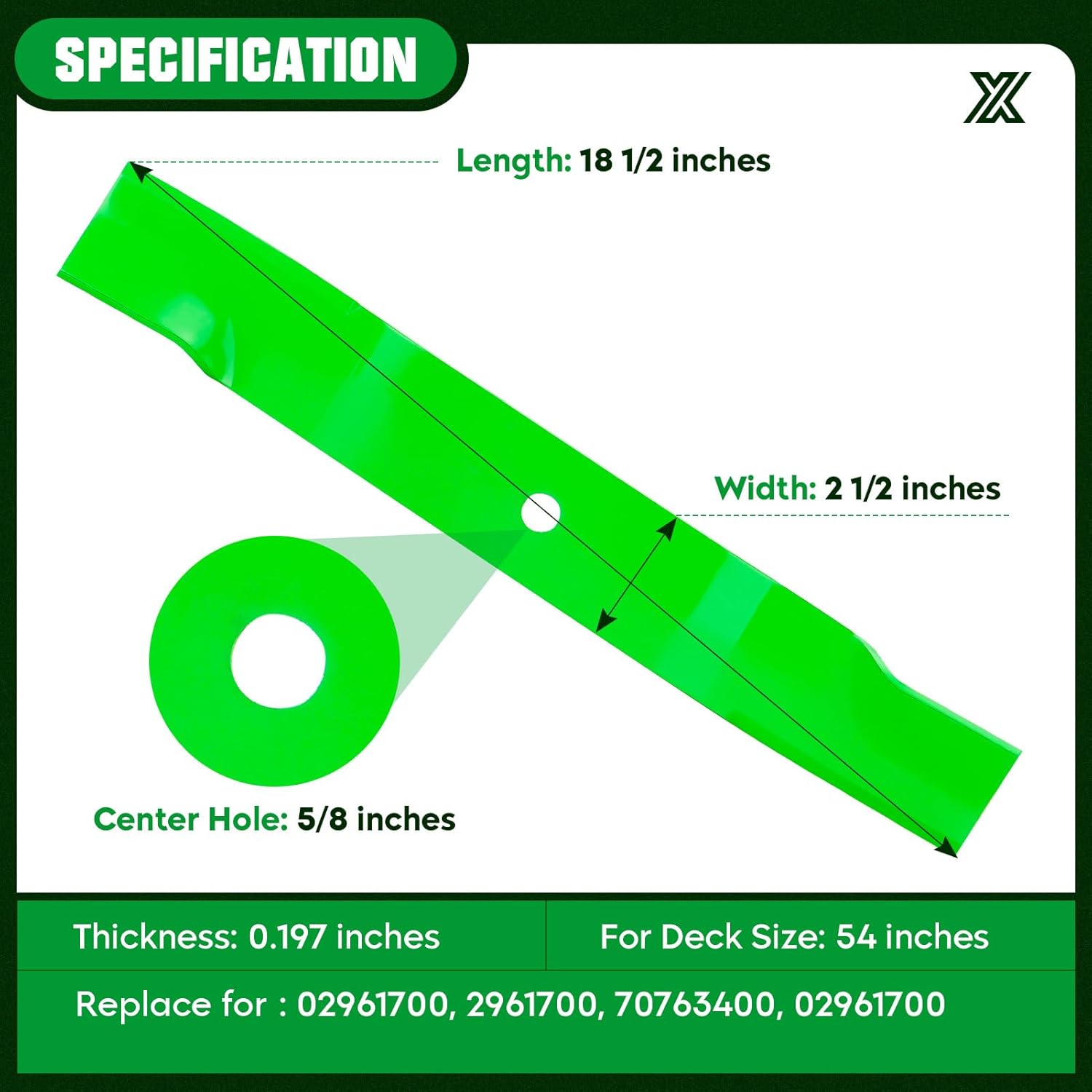 Youxmoto 02961700 54'' Mower Blades 70763400 for Gravely Ariens Zoom XL ZTXL2448 ZTXL2548 ZTXL2554, 54 Zero Turn Replaces for 02961700 70763400 with 54" Mower Decks (High Lift)