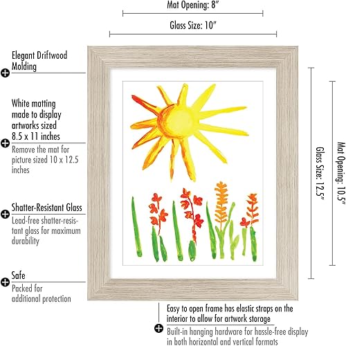 Miniatura 7 de Americanflat - Marco para arte infantil de 10 x 12.5 pulgadas, con carga frontal, marco de 8.5 x 11 pulgadas con paspartú10 x 12.5 pulgadas sin