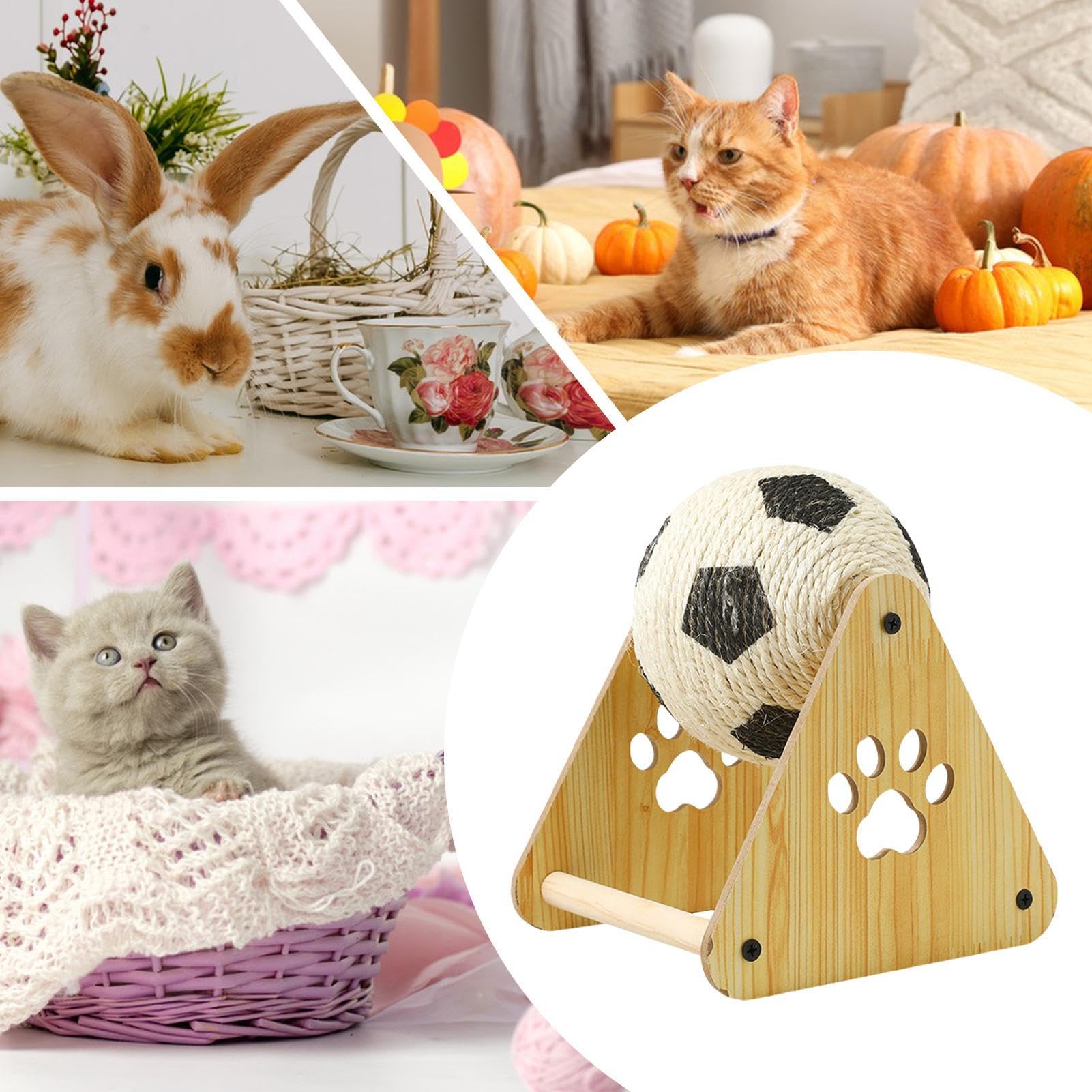 Amazon | 猫用スクラッチボール - シサル素材のボール型爪とぎ 木製