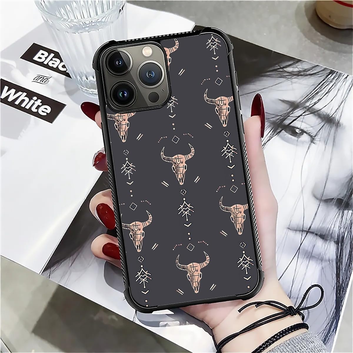 for iPhone 16 Pro Max Case,Graphic Design for Girl Boy Soft Silicone Hard Acrylic Shock Protection Designed for iPhone 16 Pro Max Western Boho Country Southern Pattern - Image 4