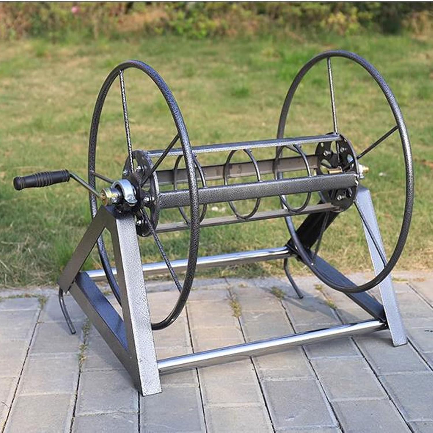 Water Pipe Storage Rack Metal Garden Hose Reels, Heavy Duty Water Pipe Car Roll, Water Hose Reel, for Garden, Farm, Car Wash，Yard Cleaning, Wall Mounted/Floor Standing Hose Holder Stand