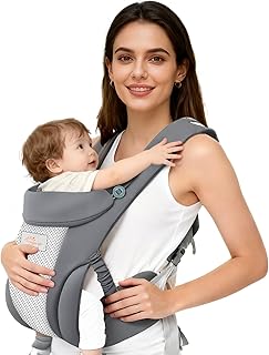Babytrage - Superweiche 3D-Air Baby Tragegurt Neugeborene ab Geburt (0–24 Monate), On the Go 4-in-1 Multifunktionale, Ergonomische M-Trage, für Kleinkinder bis 15kg