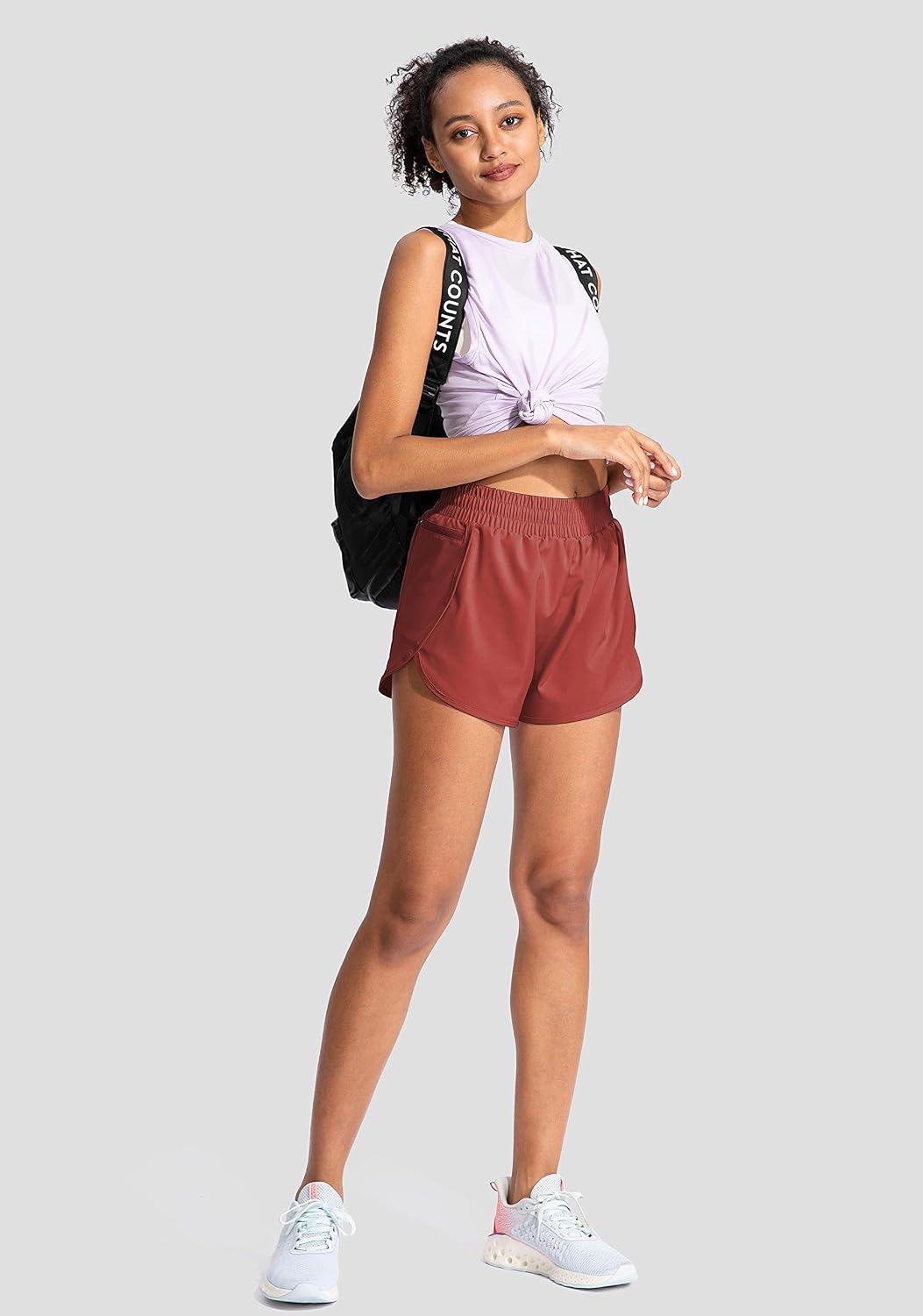  Womens Running Shorts with Zipper Pockets 3"/5" High Waisted Athletic Gym Workout Shorts for Women with Liner thumbnail