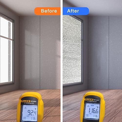 Miniatura 4 de HADOR Kit de aislamiento de ventana para invierno de 59 x 99 pulgadas, rollo de lámina de espuma de aislamiento reflectante, aislamiento de algodón