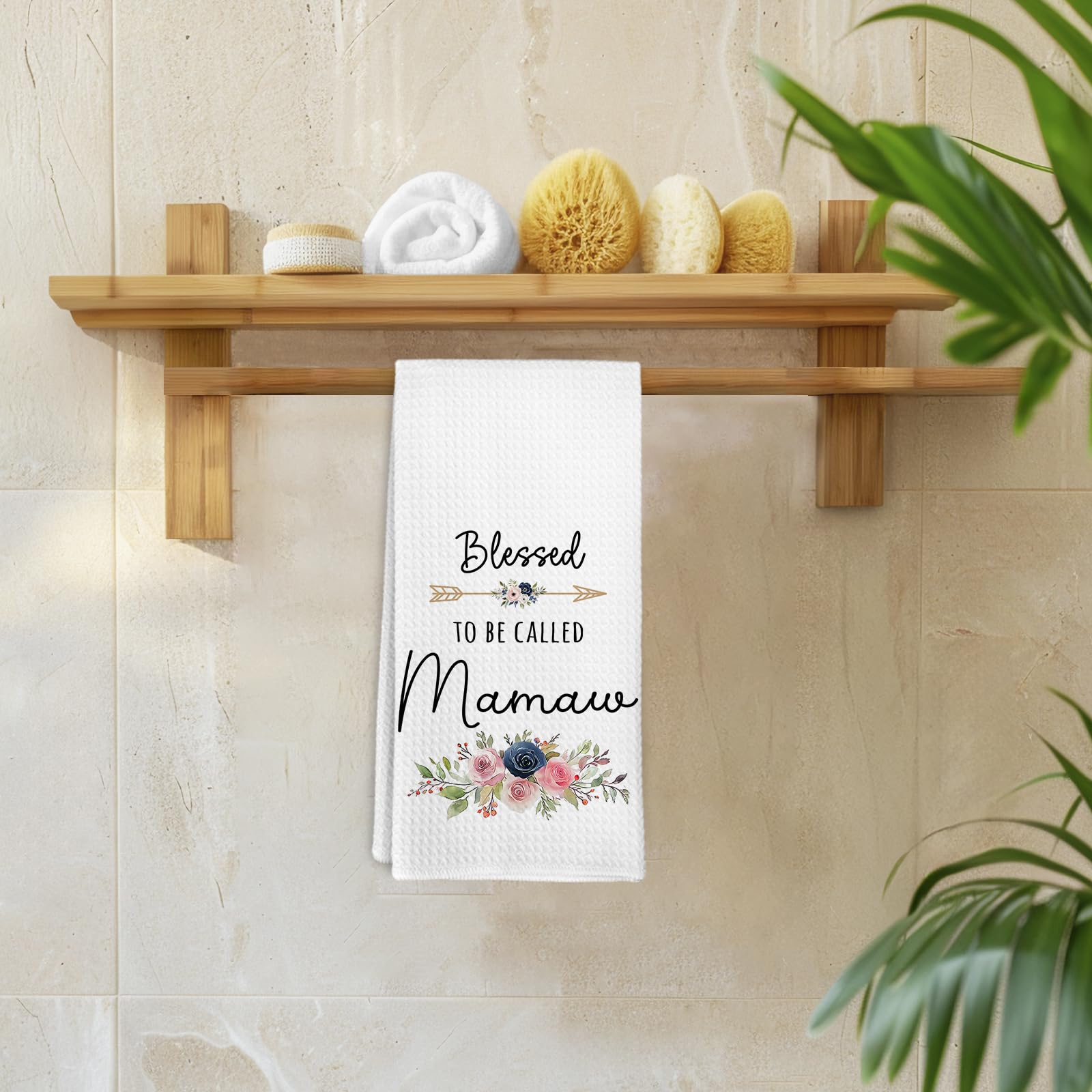 Mamaw Gifts Kitchen Towel and Dish Towel, Blessed to Be Called Mamaw Hand Dish Tea Towels for Kitchen Bathroom, Grandma Floral Hand Towels, Mothers Day Birthday Gifts for Grandma, 16x24 Inch