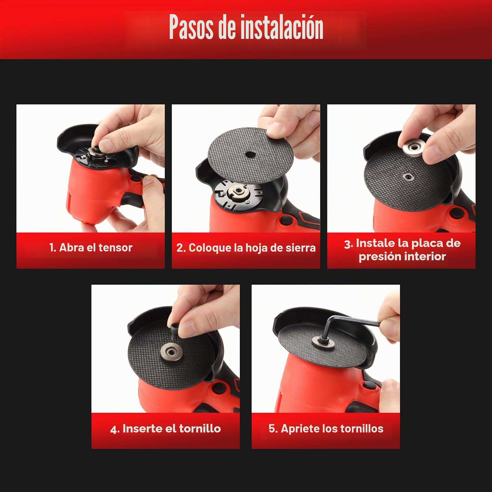 Amoladora Angular Inalámbrica TEENO 19500 RPM, Radial de Batería 76mm con 2 Baterías 2000mAh, Mini Amoladora Profesional + 6 Discos Corte, Kit Completo (Caja Plástica) - Para Esmerilar, Pulir, Cortar
