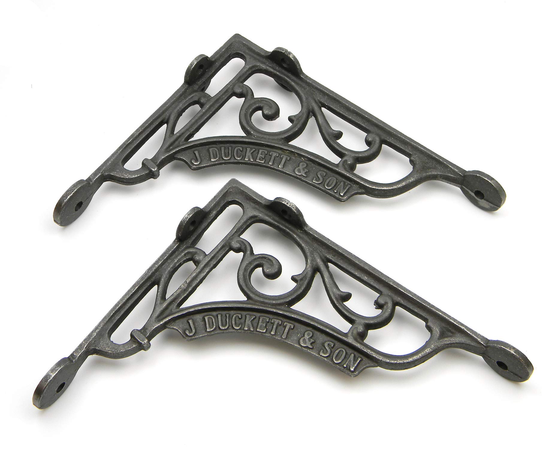 Oakcrafts Pair Of Cast Iron J Duckett & Son Shelf Brackets 190Mm X 170Mm / 7.5" X 6.75"