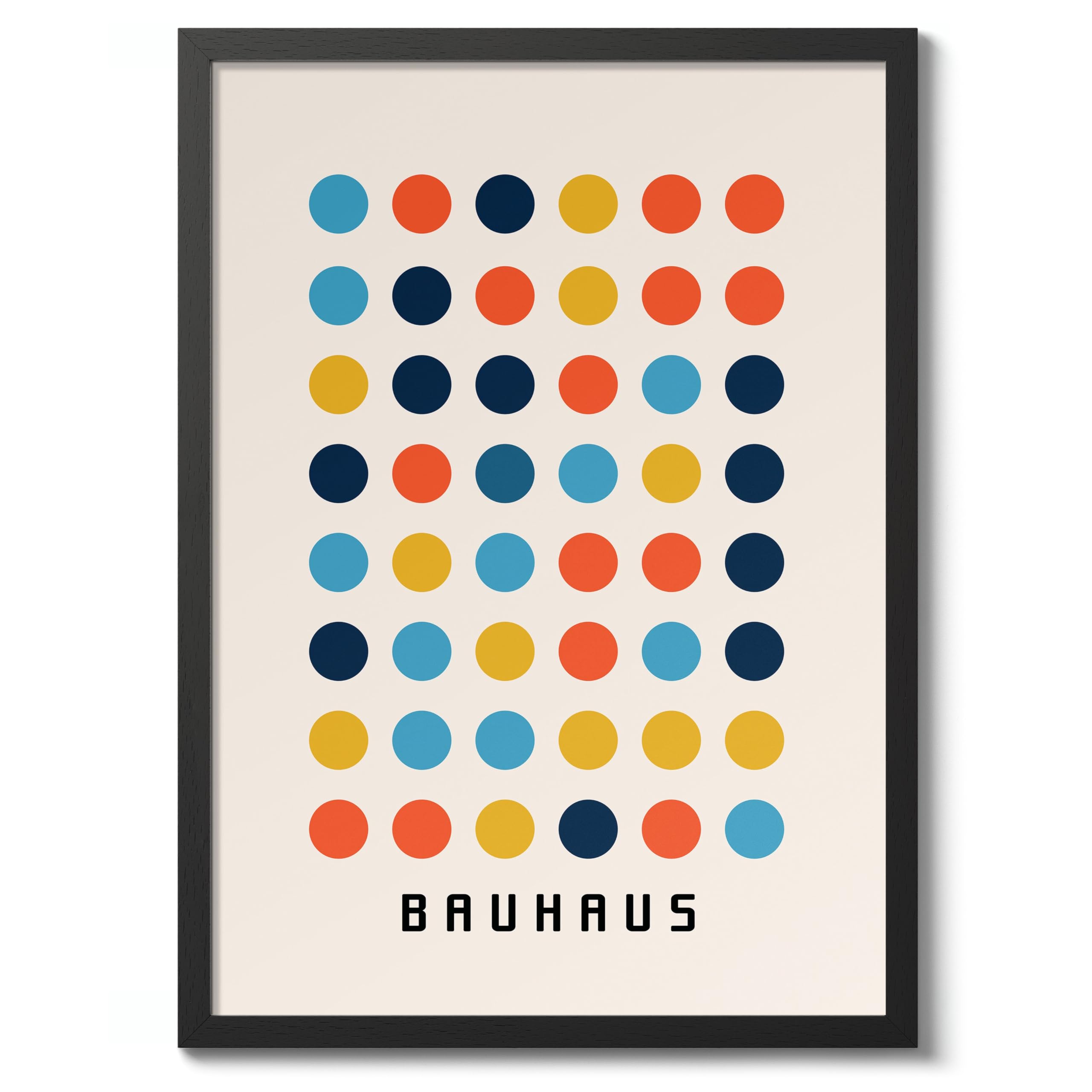Dot Matrix Poster, Bauhaus Mid-Century Modern Print, Retro Abstract Wall Art, A1 (Black Frame) - 86.9x62.4cm โ image 1