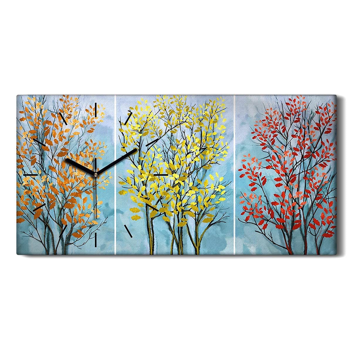 Horloge sur Toile Arbres Pétroliers Décoration Murale Salon Moderne