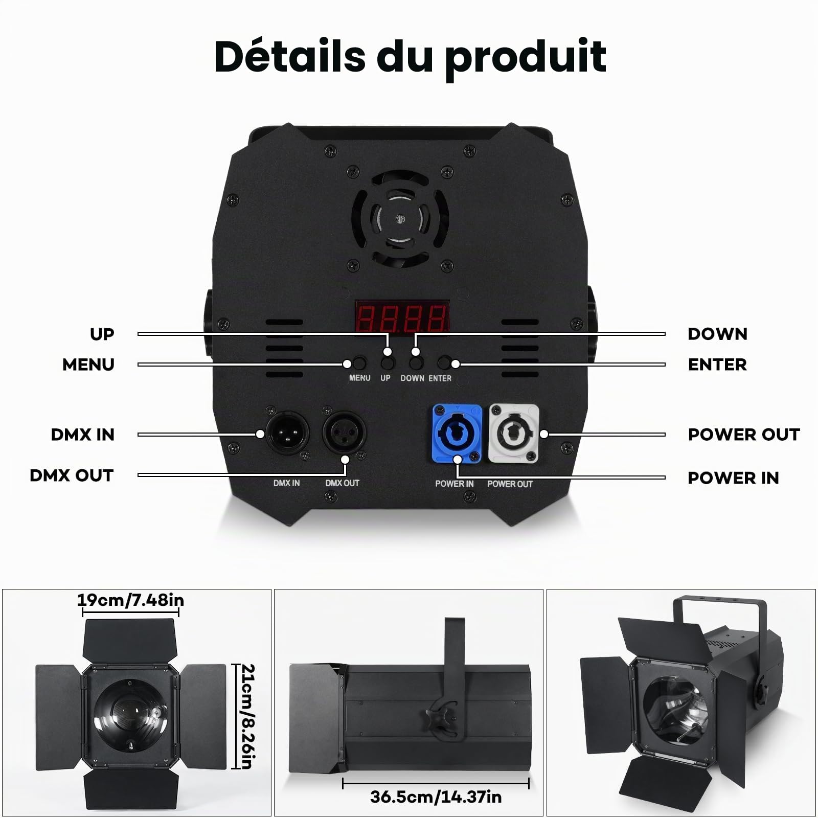 2PCS 200W Par COB Projecteur de fête dmx512 Éclairage de Scène Blanc froid/Chaud Effets d'éclairage Projecteurs pour Fête Mariage Église Disco