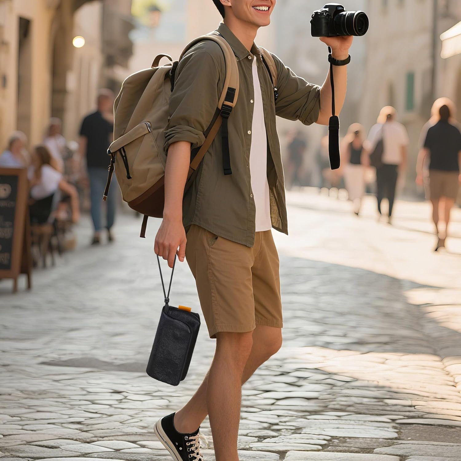 Lacdo Camera Case Bag for Canon PowerShot G7 X Mark III / G7X Mark II Digital Camera, Soft Leather Protective Camera Travel Pouch Sleeve, Compact Canon G7 X Mark III Case Bag with Wrist Strap, Black - Image 5