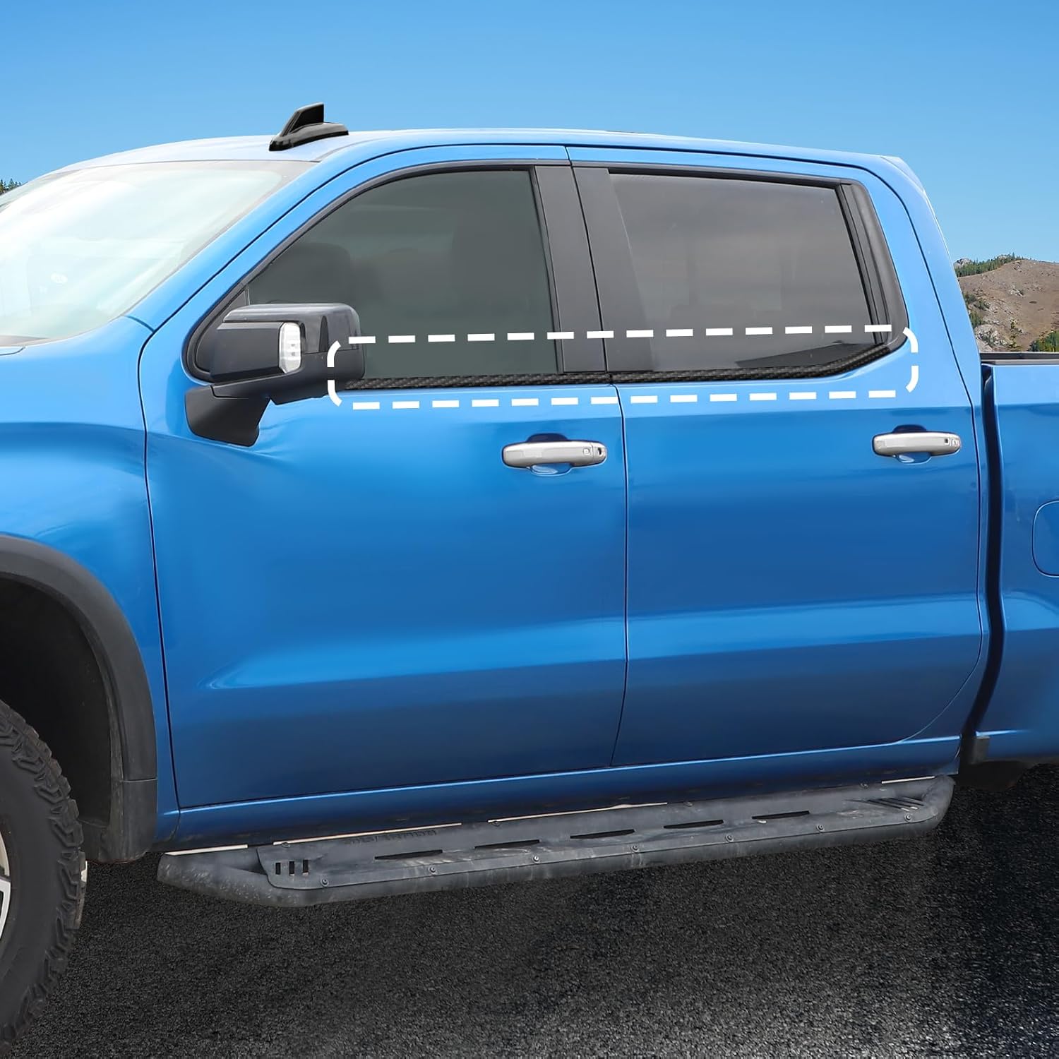 CheroCar Carbon Fiber Lower Window Trim Cover Molding Window Bottom Outer Frame Strip Compatible with Chevy Silverado GMC Sierra 2019-2025+Exterior Accessories