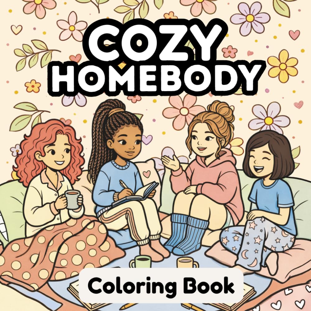 Cozy Homebody Coloring Book: For Adults & Teens, 50 Bold & Easy Designs | Cute Relaxing Scenes of Daily Life and Comfort